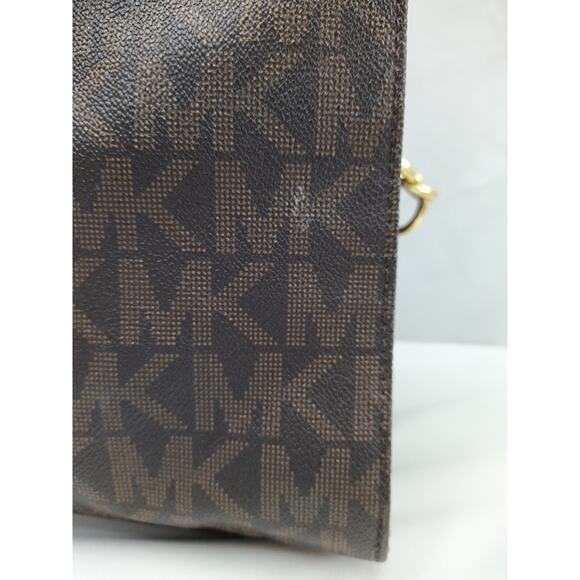 Michael Kors Hamilton Brown Leather MK Printed Tote With Matching Wallet - Picture 3 of 16
